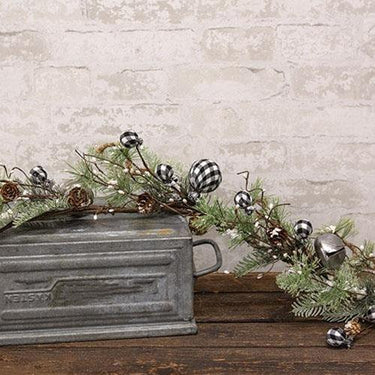Black & White Country Gingham Bells Garland - The Fox Decor